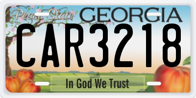 GA license plate CAR3218