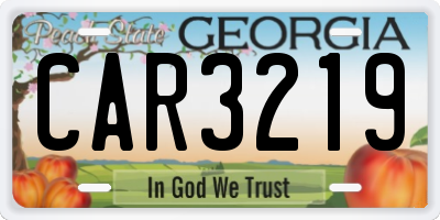 GA license plate CAR3219