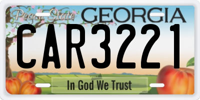 GA license plate CAR3221