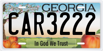 GA license plate CAR3222