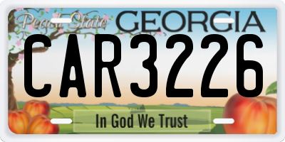 GA license plate CAR3226