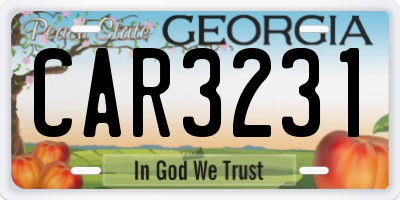 GA license plate CAR3231