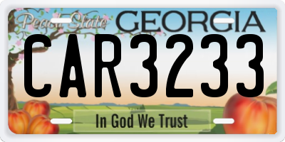 GA license plate CAR3233