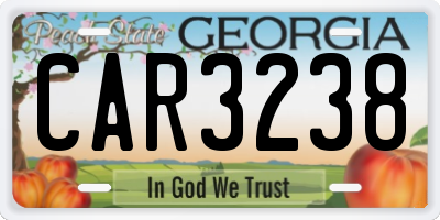 GA license plate CAR3238
