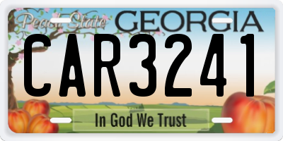 GA license plate CAR3241