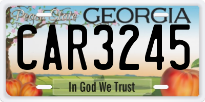 GA license plate CAR3245