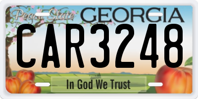 GA license plate CAR3248