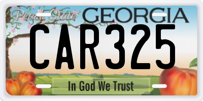 GA license plate CAR325
