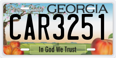 GA license plate CAR3251