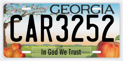 GA license plate CAR3252