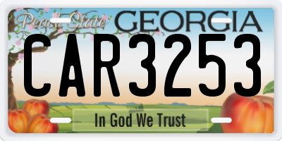 GA license plate CAR3253