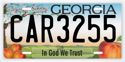 GA license plate CAR3255