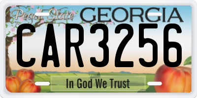 GA license plate CAR3256