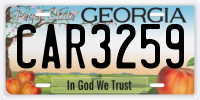 GA license plate CAR3259