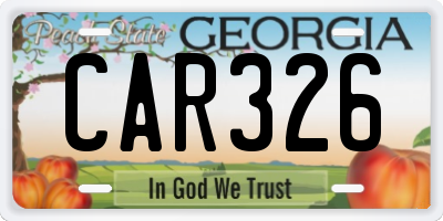 GA license plate CAR326