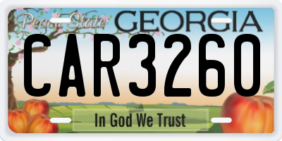 GA license plate CAR3260