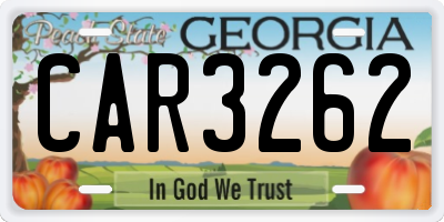 GA license plate CAR3262