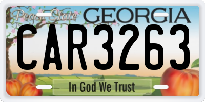 GA license plate CAR3263