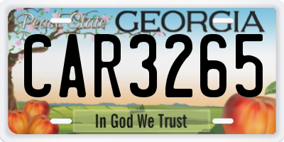 GA license plate CAR3265