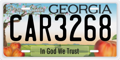 GA license plate CAR3268