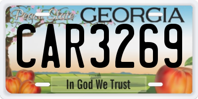 GA license plate CAR3269