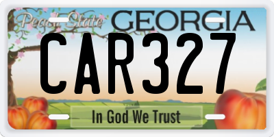 GA license plate CAR327