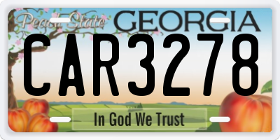 GA license plate CAR3278