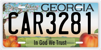 GA license plate CAR3281