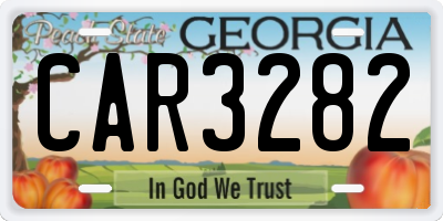 GA license plate CAR3282