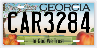 GA license plate CAR3284