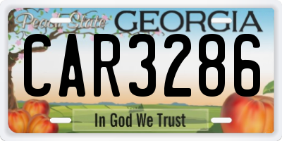 GA license plate CAR3286