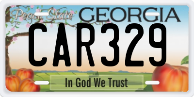 GA license plate CAR329