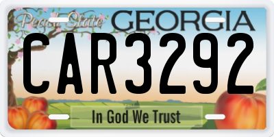 GA license plate CAR3292