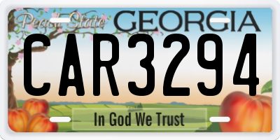 GA license plate CAR3294