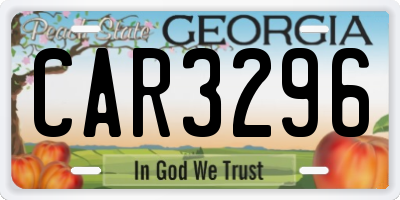 GA license plate CAR3296