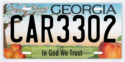 GA license plate CAR3302