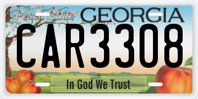 GA license plate CAR3308