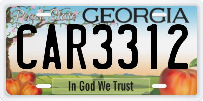 GA license plate CAR3312