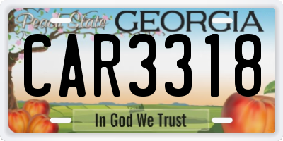 GA license plate CAR3318