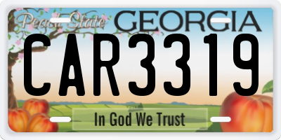 GA license plate CAR3319