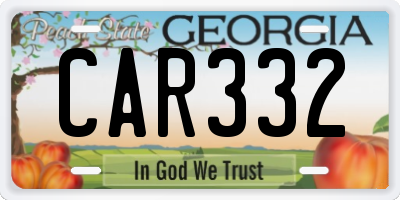 GA license plate CAR332