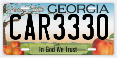 GA license plate CAR3330