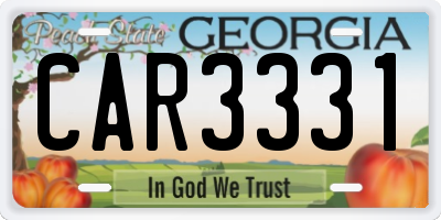 GA license plate CAR3331