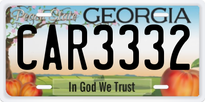 GA license plate CAR3332
