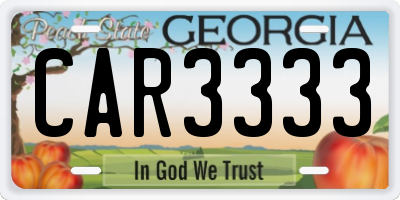 GA license plate CAR3333