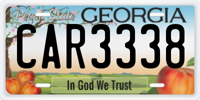 GA license plate CAR3338