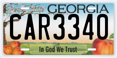 GA license plate CAR3340