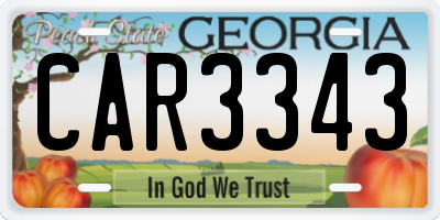 GA license plate CAR3343