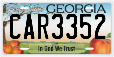 GA license plate CAR3352