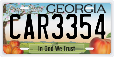 GA license plate CAR3354